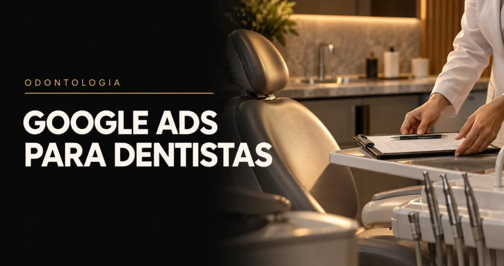 Consultório odontológico com cadeira de atendimento e profissional revisando uma prancheta